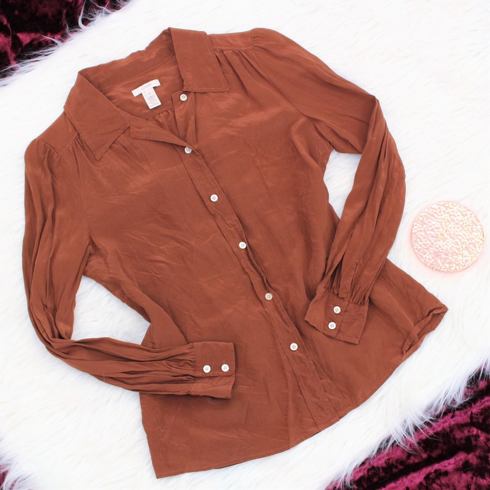 *Rare* J. Crew Rust Silk Button Down